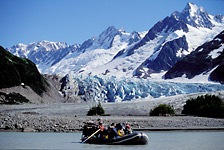 rowing to camp_Walker Glacier_Alsek River Rafting_Glacier Bay National Park_Alaska river rafting